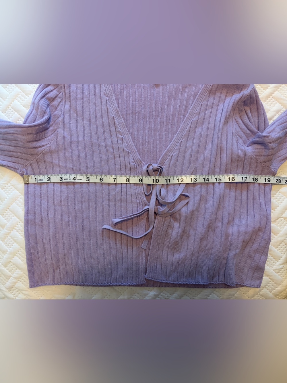 Missguided | Lavender Ribbed Tie-Front Crop Cardigan - Picture 5 of 6